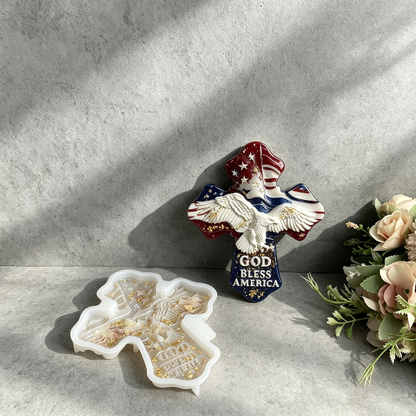 God Bless America Eagle Cross Resin Mold