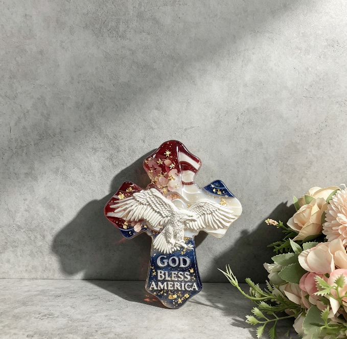 God Bless America Eagle Cross Resin Mold