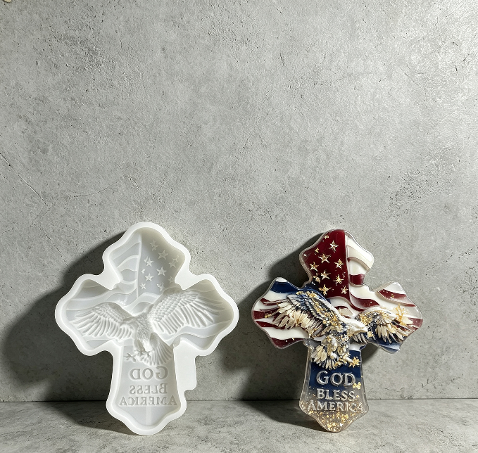 God Bless America Eagle Cross Resin Mold