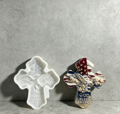 God Bless America Eagle Cross Resin Mold