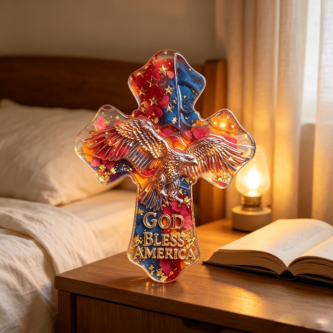 God Bless America Eagle Cross Resin Mold