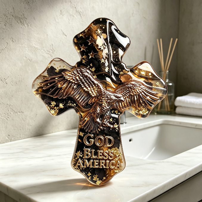 God Bless America Eagle Cross Resin Mold