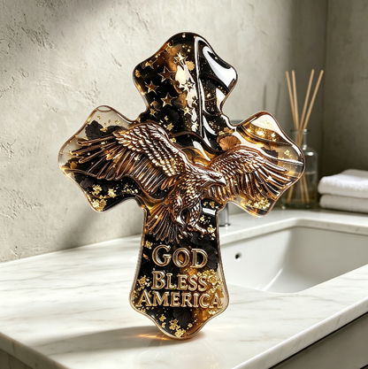 God Bless America Eagle Cross Resin Mold