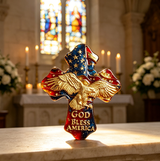 God Bless America Eagle Cross Resin Mold