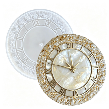 Round Crystal Cluster Edge Clock Resin Mold