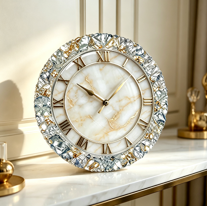 Round Crystal Cluster Edge Clock Resin Mold