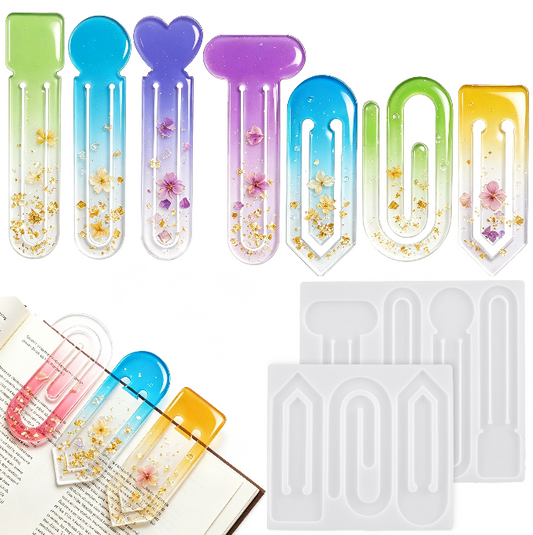 2pcs Paper Clip Bookmark Resin Mold Set
