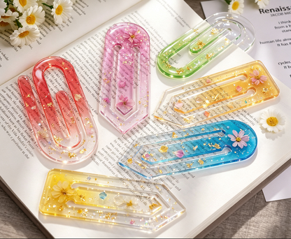 2pcs Paper Clip Bookmark Resin Mold Set