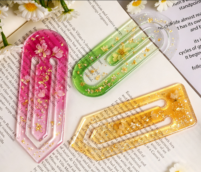 2pcs Paper Clip Bookmark Resin Mold Set