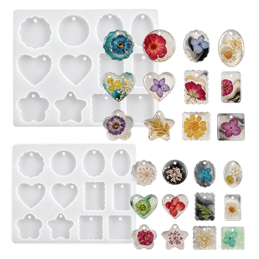 2pcs Jewelry Embellishment Resin Mold Set with Holes