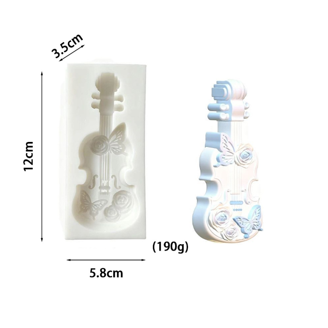 Elegant Butterfly Flower Violin Figurine Resin Mold