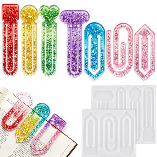 2pcs Paper Clip Bookmark Resin Mold Set
