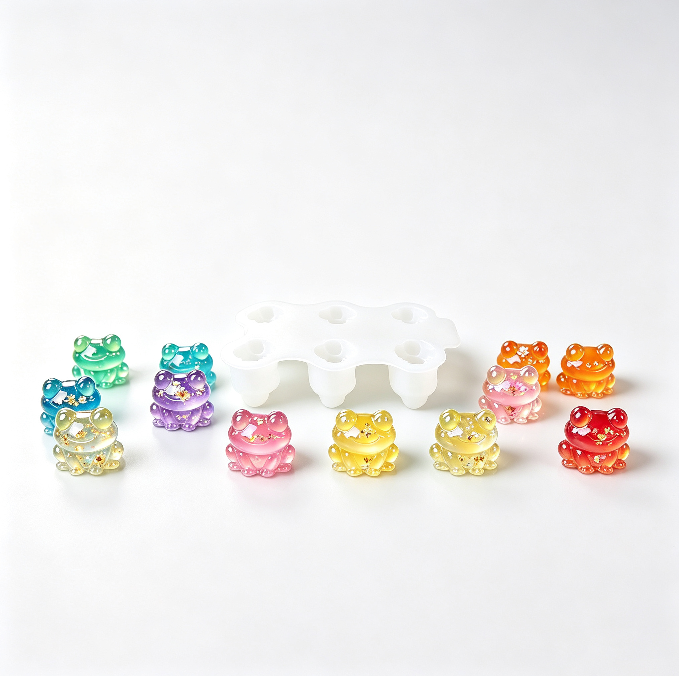 6-in-1 Cute Mini Frog Decorative Figurine Resin Mold Set