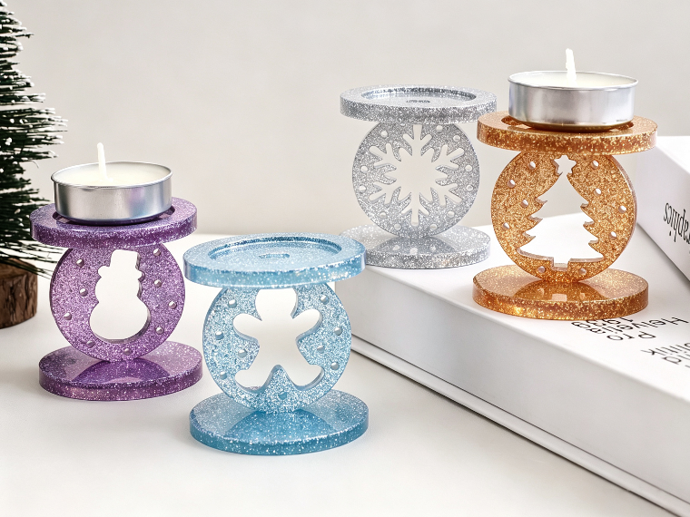 Interchangeable Christmas Elements Candle Holder Figurine Resin Mold