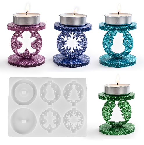 Interchangeable Christmas Elements Candle Holder Figurine Resin Mold