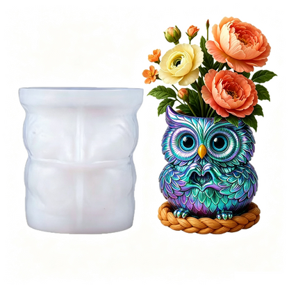 Cute Owl Heart-Hand Gesture Mini Vase & Storage Figurine Resin Mold