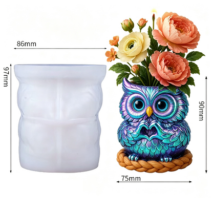 Cute Owl Heart-Hand Gesture Mini Vase & Storage Figurine Resin Mold