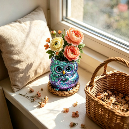 Cute Owl Heart-Hand Gesture Mini Vase & Storage Figurine Resin Mold
