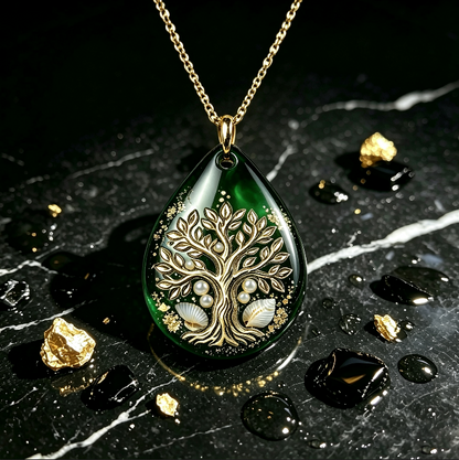 Handmade Puffy  Water Drop Tree of Life Pendant with Hole Resin Mold