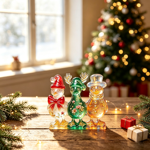 3-in-1 Christmas Duck Figurine Resin Mold