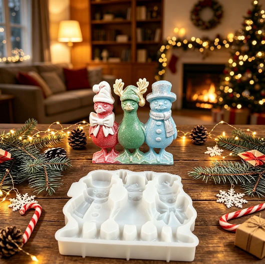 3-in-1 Christmas Duck Figurine Resin Mold