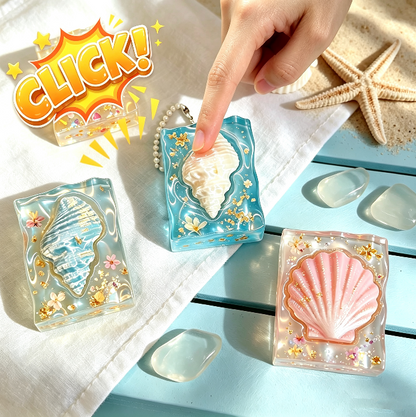 【VIP EXCLUSIVE】Handmade Water Ripple Mini Square Seashell, Starfish & Conch Fidget Clicker Resin Mold