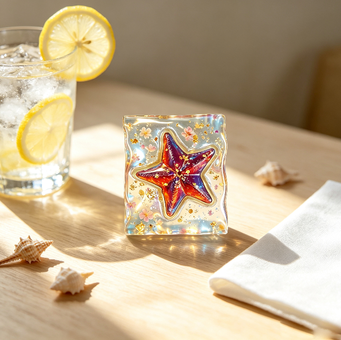 【VIP EXCLUSIVE】Handmade Water Ripple Mini Square Seashell, Starfish & Conch Fidget Clicker Resin Mold