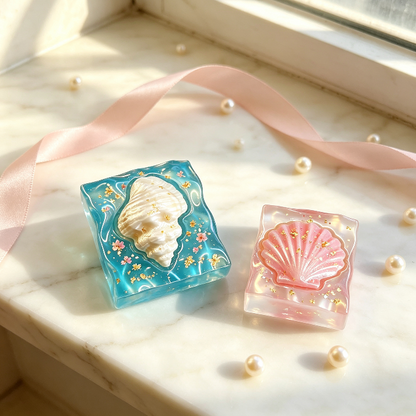 【VIP EXCLUSIVE】Handmade Water Ripple Mini Square Seashell, Starfish & Conch Fidget Clicker Resin Mold