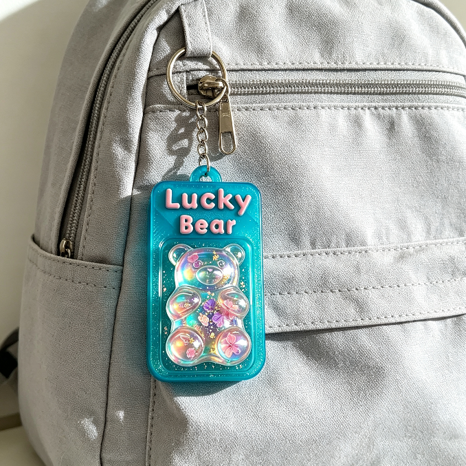 Handmade Kawaii Bear Keychain Fidget Clicker Resin Mold