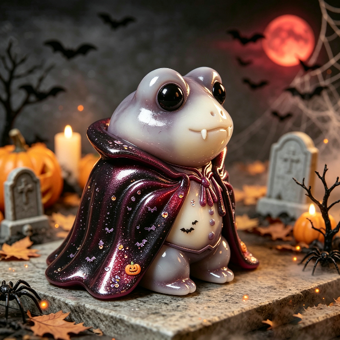 Handmade Cute Vampire Frog Figurine Resin Mold