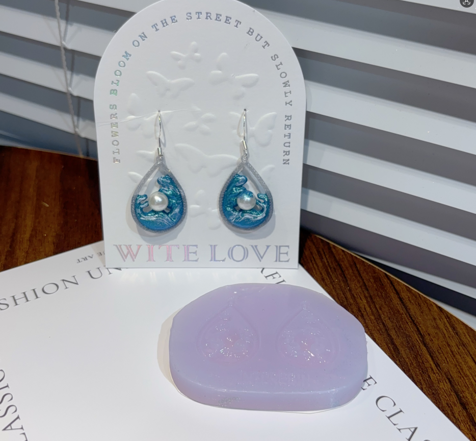 Handmade Teardrop Wave Pearl Earring & Jewelry Resin Mold