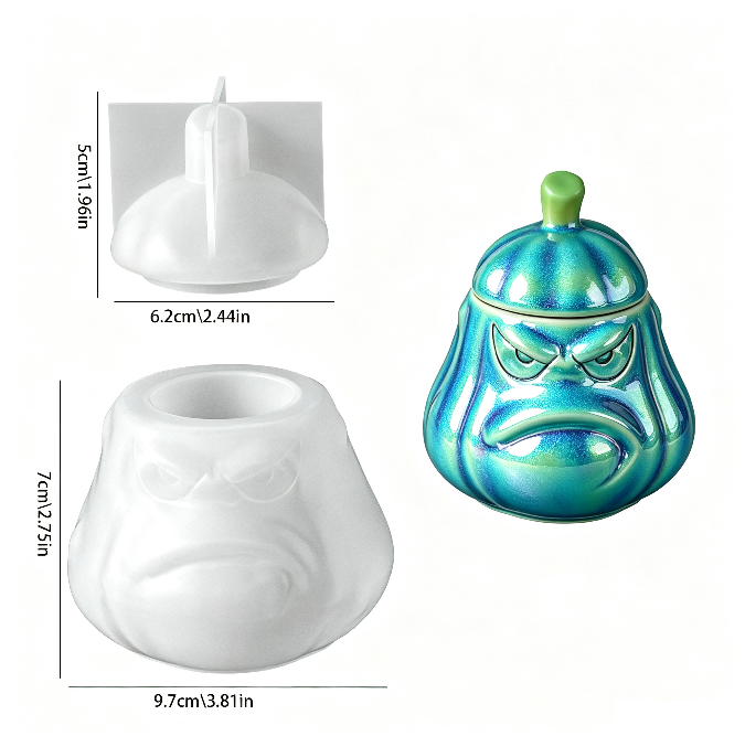 Angry Pumpkin Storage Jar Resin Mold