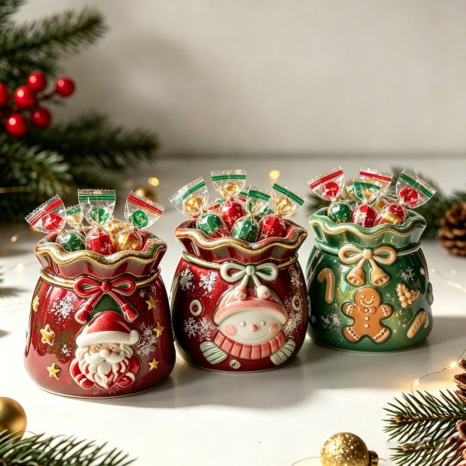 Cute Christmas Santa Snowman & Gingerbread Man Storage Bag Resin Mold