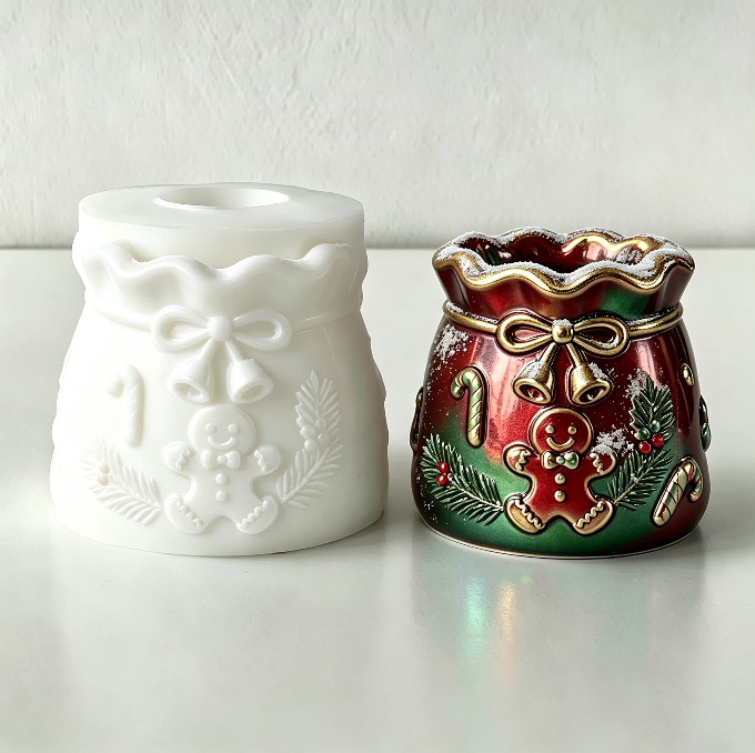 Cute Christmas Santa Snowman & Gingerbread Man Storage Bag Resin Mold