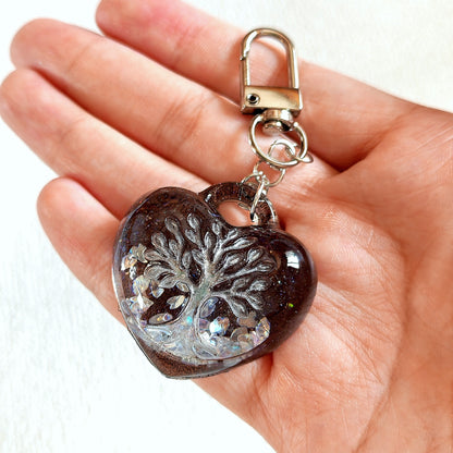 Handmade Puffy Heart-Shaped Tree of Life Necklace with Hole Resin Mold