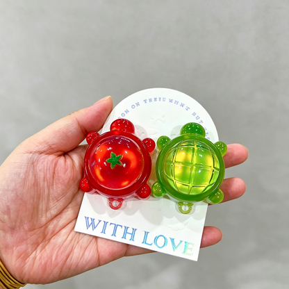 Handmade Cute Turtle Fidget Clicker Resin Mold【1 Base & 2 Turtle-Shaped Lids】