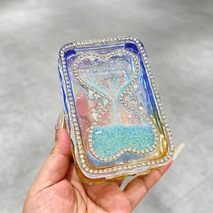 Handmade Hourglass Shaker Flip-Top Storage Box Resin Mold with Water Ripple Base