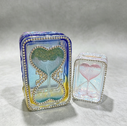 Handmade Hourglass Shaker Flip-Top Storage Box Resin Mold with Water Ripple Base