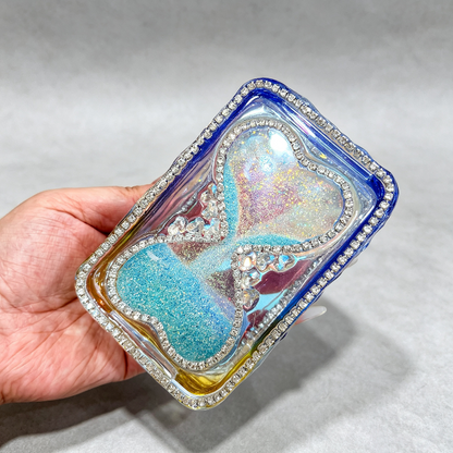 Handmade Hourglass Shaker Flip-Top Storage Box Resin Mold with Water Ripple Base