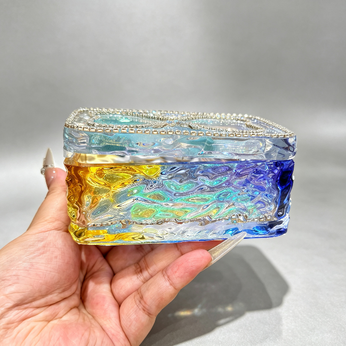 Handmade Hourglass Shaker Flip-Top Storage Box Resin Mold with Water Ripple Base