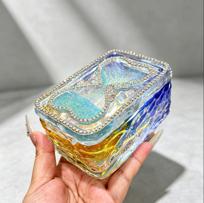 Handmade Hourglass Shaker Flip-Top Storage Box Resin Mold with Water Ripple Base