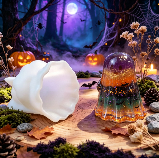 Cute Ghost Holding Heart Figurine Resin Mold