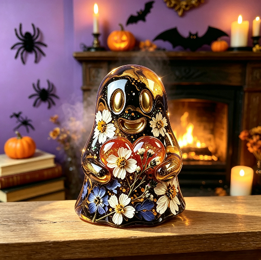 Cute Ghost Holding Heart Figurine Resin Mold