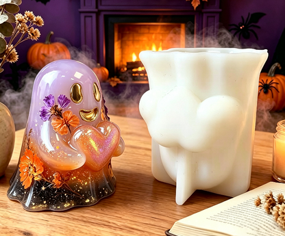 Cute Ghost Holding Heart Figurine Resin Mold