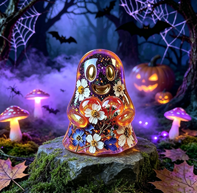 Cute Ghost Holding Heart Figurine Resin Mold