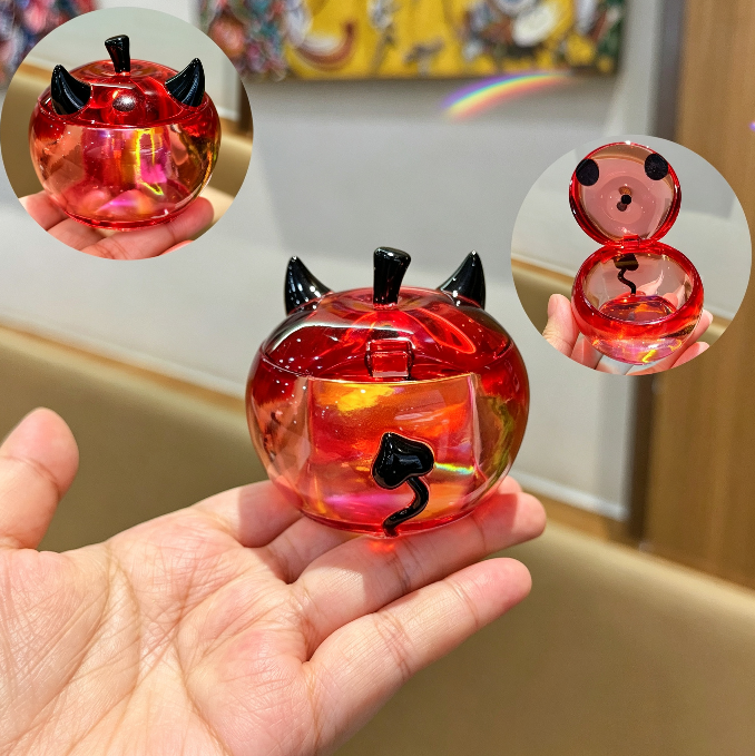 Handmade Cute Little Devil Apple Flip-Top Storage Jar Resin Mold