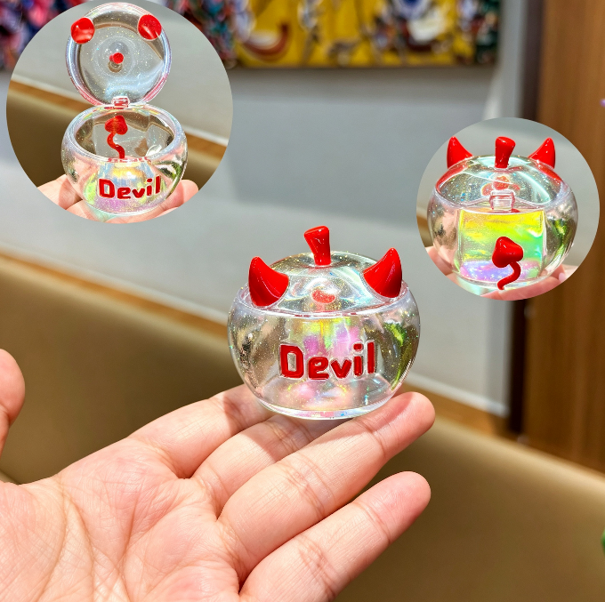 Handmade Cute Little Devil Apple Flip-Top Storage Jar Resin Mold