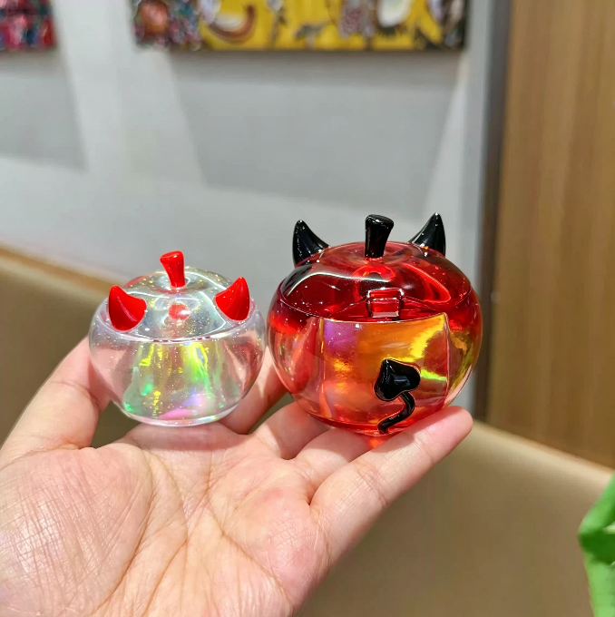 Handmade Cute Little Devil Apple Flip-Top Storage Jar Resin Mold