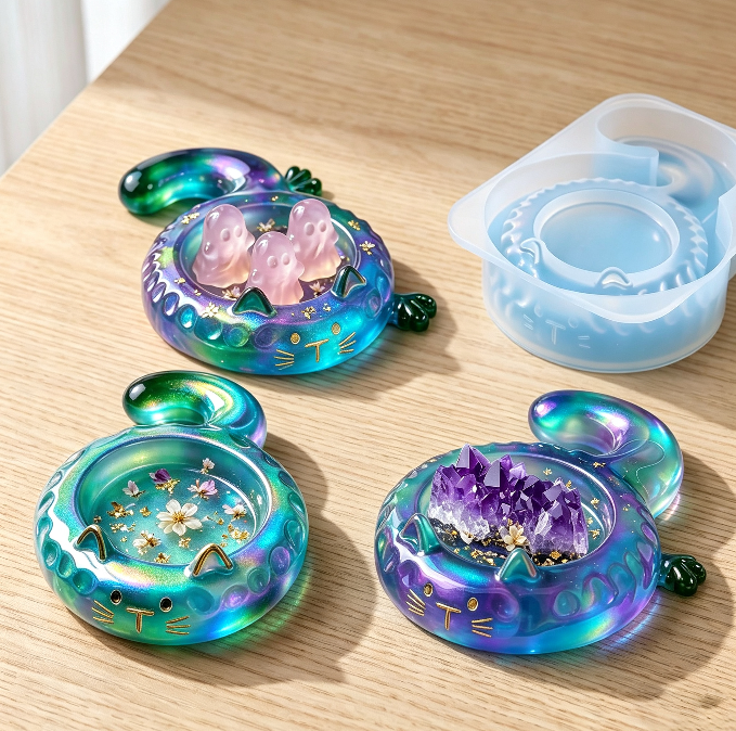 Cute Cat-Shaped Storage Tray Resin Mold