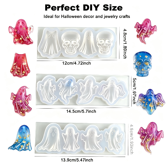 Spooky Ghost Skull Decorative Figurine Resin Mold